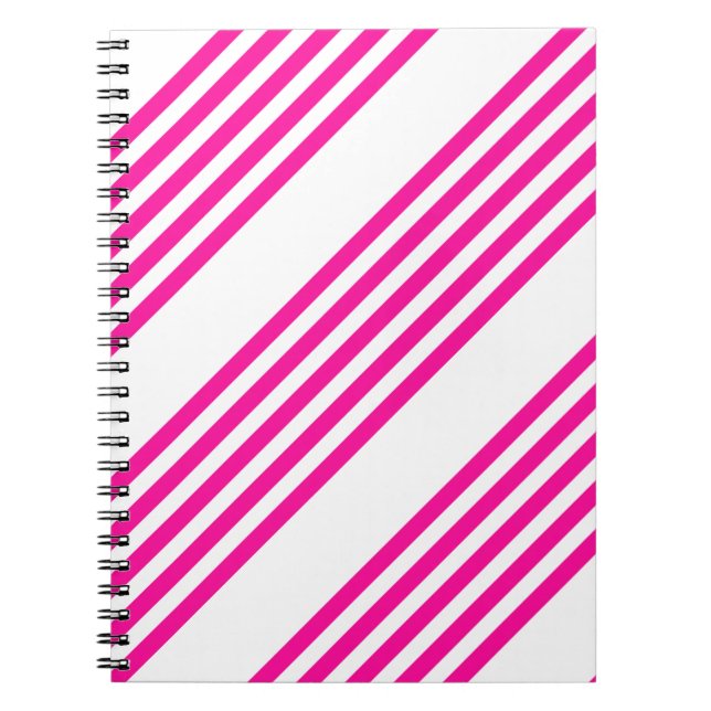 Caderno Espiral Fuchsia e padrão de cinco faixas brancas (Frente)