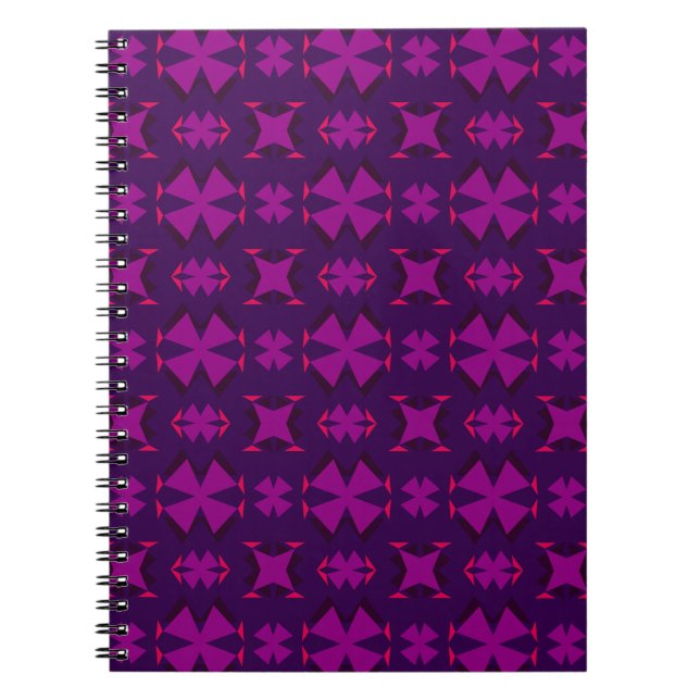 Caderno Espiral Fuchsia Geotech: A Vibrant Abstract Geometric Text (Frente)