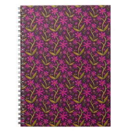 Caderno Espiral Fuchsia | Margaridas Dançantes em Aquarela