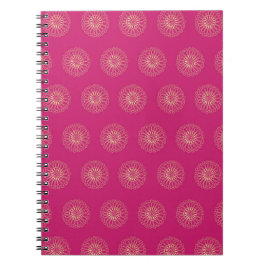 Caderno Espiral Fuchsia | Medalhões de Flor de Zínia Dourada