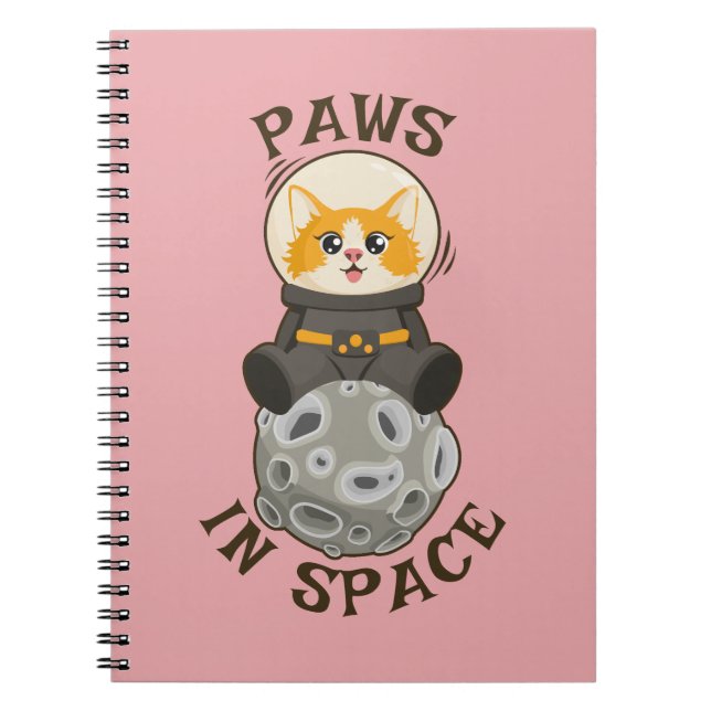 Caderno Espiral Fun Cat in space Cat Astronaut Cosmic animal Moon (Frente)