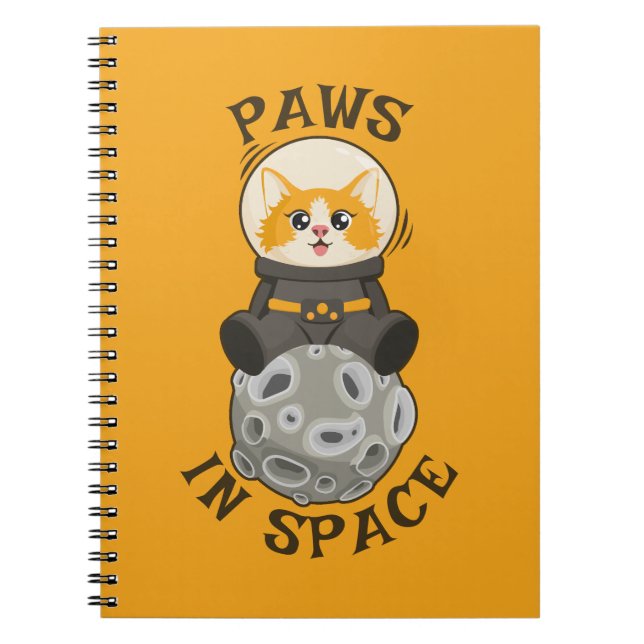 Caderno Espiral Fun Cat in space Cat Astronaut Cosmic animal Moon (Frente)
