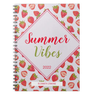 Caderno Espiral Fun Girly Pink Strawberry Summer Vibes Quote