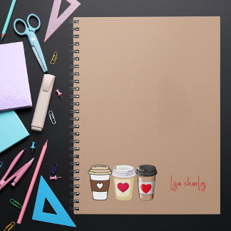 Caderno Espiral Fun Trendy Coffee Modern Monogram