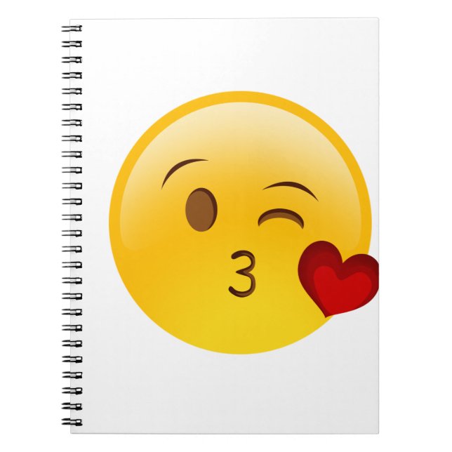 Caderno Espiral Funda uma etiqueta do emoji do beijo (Frente)