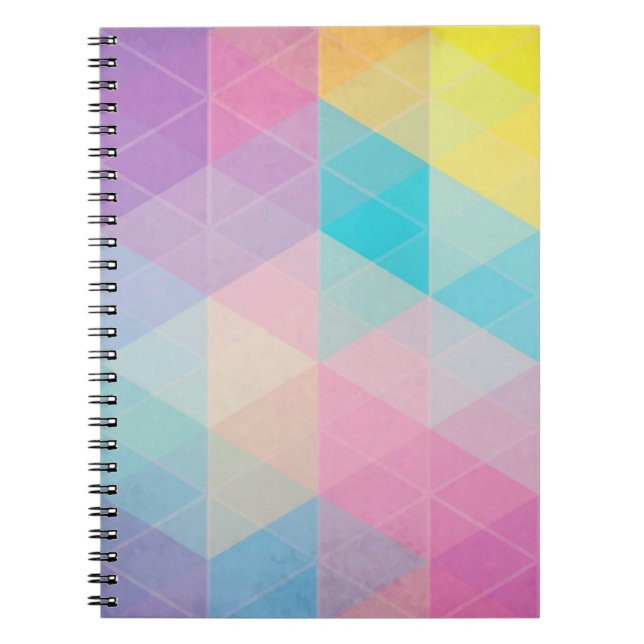 Caderno Espiral Fundo abstrato colorido dos triângulos (Frente)