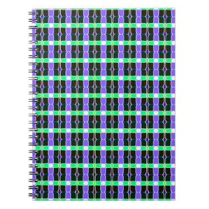Caderno Espiral fundo abstrato, padrão xadrez colorido, moder