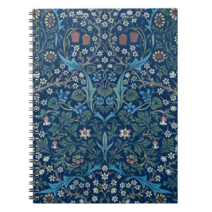 Caderno Espiral Fundo Azul Morris com Padrão Blackthorn Vintage