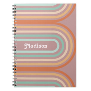 Caderno Espiral Fundo Boho Bohemian Pastel Rainbow Mauve