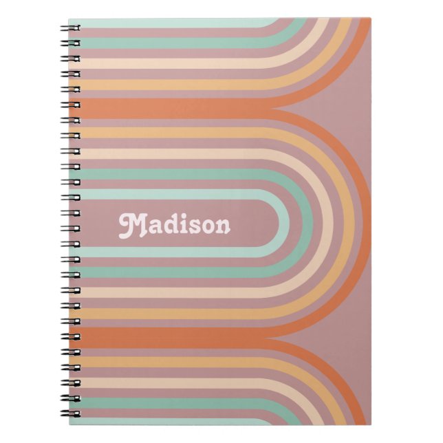 Caderno Espiral Fundo Boho Bohemian Pastel Rainbow Mauve (Frente)