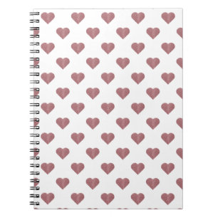 Caderno Espiral Fundo Branco dos Corações Dourados com Rosa de bri