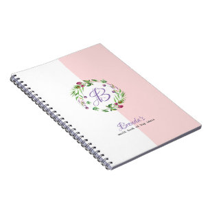Caderno Espiral Fundo Branco e Rosa com Fundo Floral
