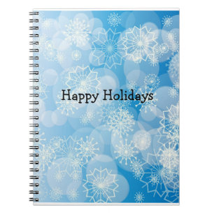 Caderno Espiral Fundo clássico de flocos de neve
