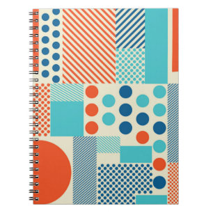 Caderno Espiral Fundo com formas geométricas, padrão moderno de