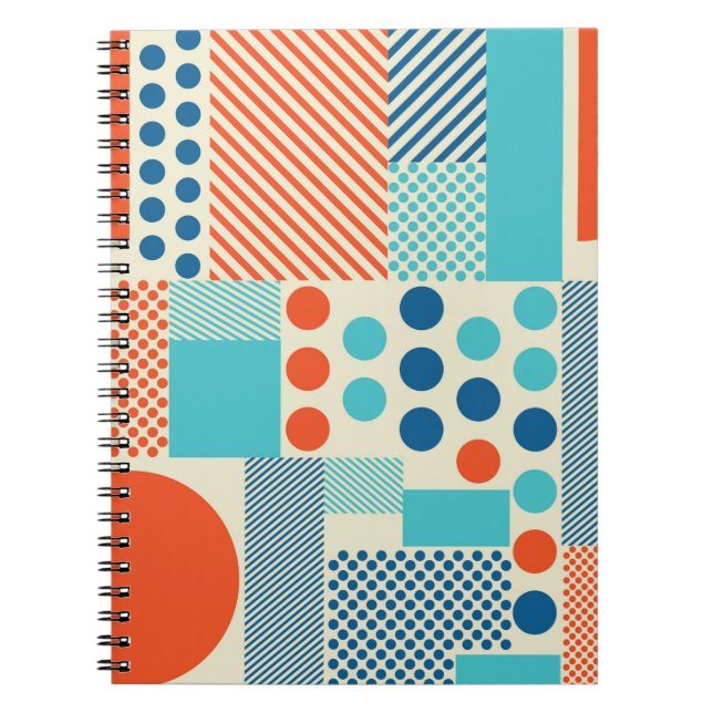 Caderno Espiral Fundo com formas geométricas, padrão moderno de ar (Frente)