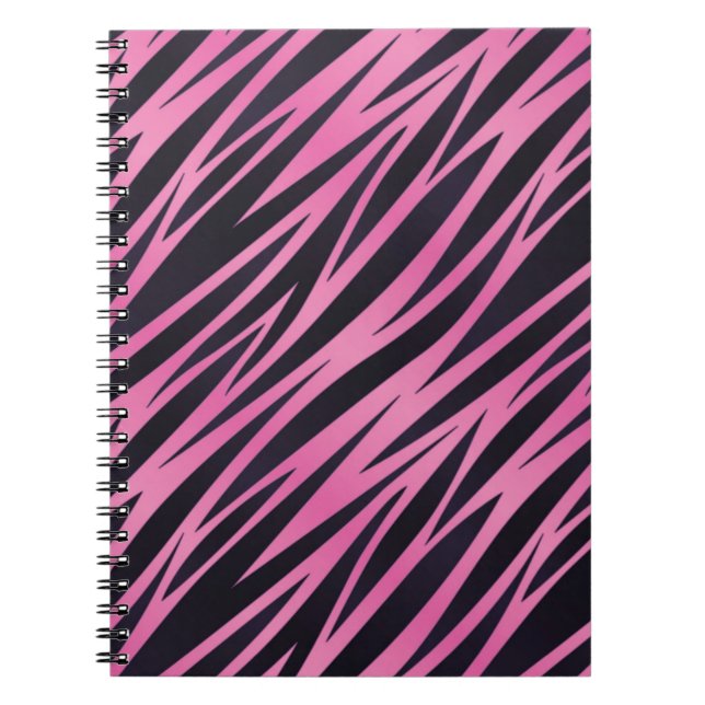 Caderno Espiral Fundo cor-de-rosa da listra da zebra (Frente)