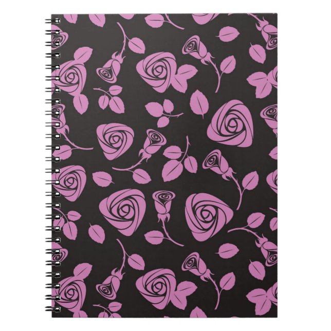 Caderno Espiral Fundo cor-de-rosa floral (Frente)
