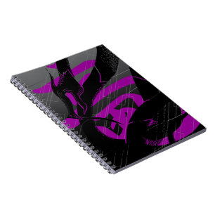 Caderno Espiral Fundo das Cinzas de Dragões Negra Japoneses