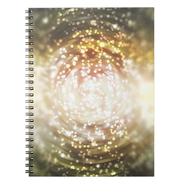 Caderno Espiral fundo de abstrato dourado, com boi desfocado (Frente)