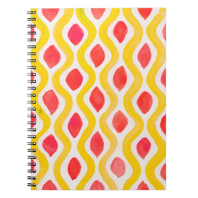 Caderno Espiral fundo de aquarela abstrato (Frente)