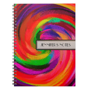 Caderno Espiral Fundo de Arte do Desenho Colorido abstrato