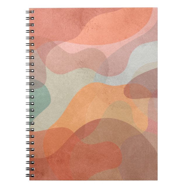Caderno Espiral Fundo de Blobs Pastel Sobrepostos Abstratos (Frente)