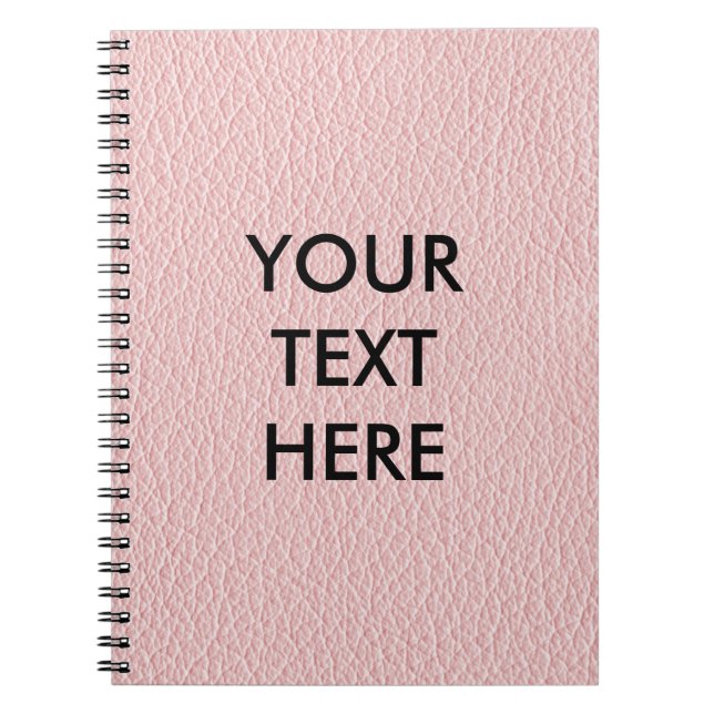 Caderno Espiral Fundo de couro cor-de-rosa customizável (Frente)