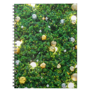 Caderno Espiral Fundo de decoração de árvores de Natal. vintage Go