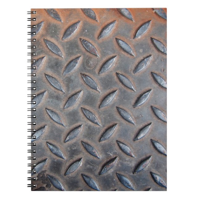 Caderno Espiral fundo de diamante em grão, surf de aço soldado (Frente)