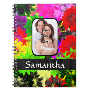 Caderno Espiral Fundo de fotos florais multicoloridas