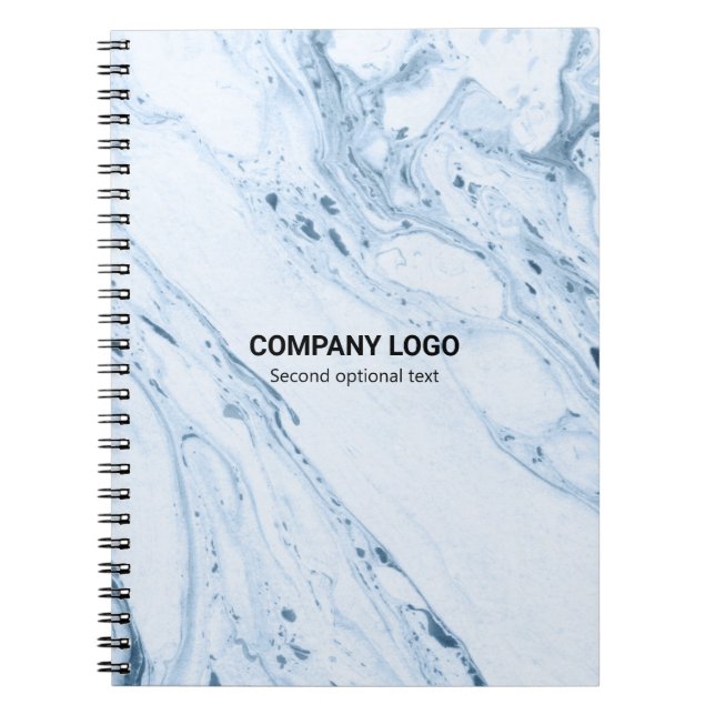 Caderno Espiral Fundo de mármore falso azul-claro e branco (Frente)
