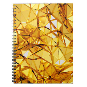 Caderno Espiral Fundo de metal ouro tridimensional geométrico