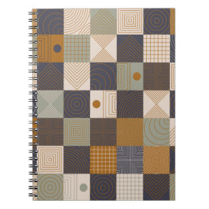 Caderno Espiral Fundo de mural geométrico. Ilustração vintage de e