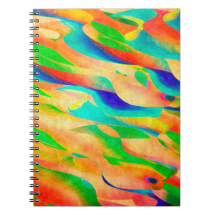Caderno Espiral fundo de papel de parede abstrato de pintura multi