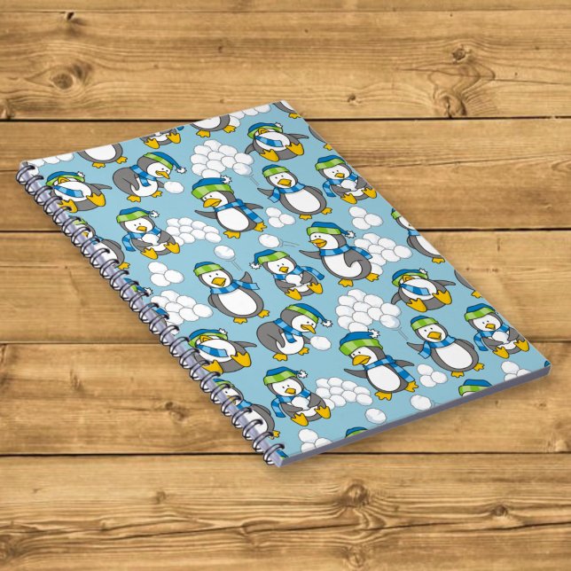 Caderno Espiral Fundo de pequenos pinguins (Criador carregado)