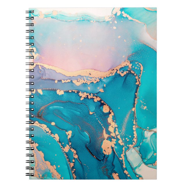 Caderno Espiral fundo de pintura de abstrato fluido em álcool (Frente)