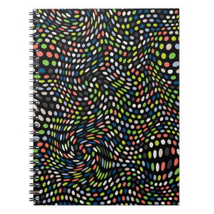 Caderno Espiral Fundo de pontos pequenos coloridos. Onda de círcul