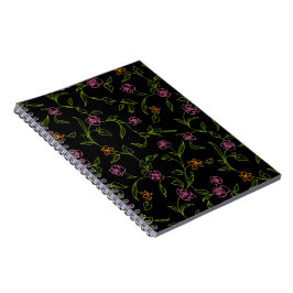 Caderno Espiral Fundo de Rosas Desenhadas com Giz
