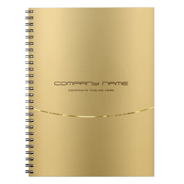 Caderno Espiral Fundo de textura metálica em ouro minimalista fals (Frente)