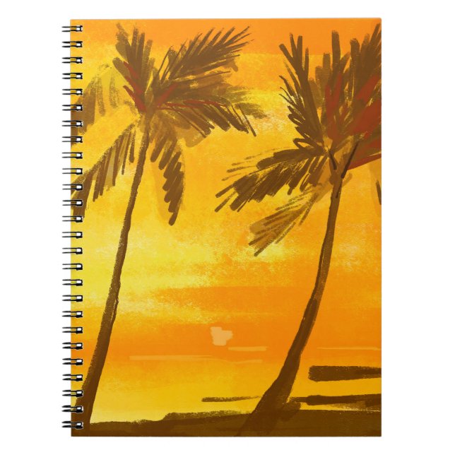 Caderno Espiral Fundo de Verão das Palmeiras Tropicais (Frente)