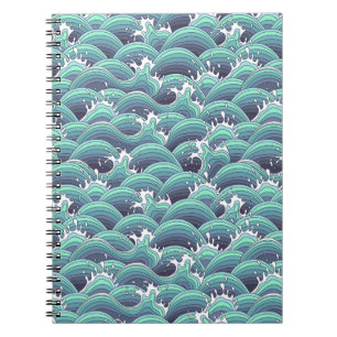 Caderno Espiral Fundo Decorativo das Ondas do Mar
