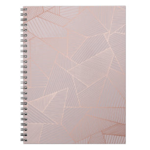 Caderno Espiral fundo decorativo rosa de ouro, elegante.