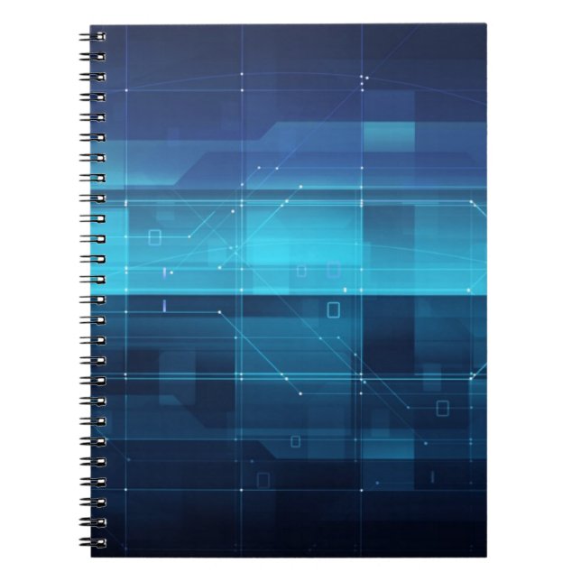 Caderno Espiral Fundo digital da alta tecnologia (Frente)