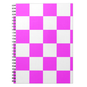 Caderno Espiral Fundo do azulejo de padrão verificado. Branco e Pi