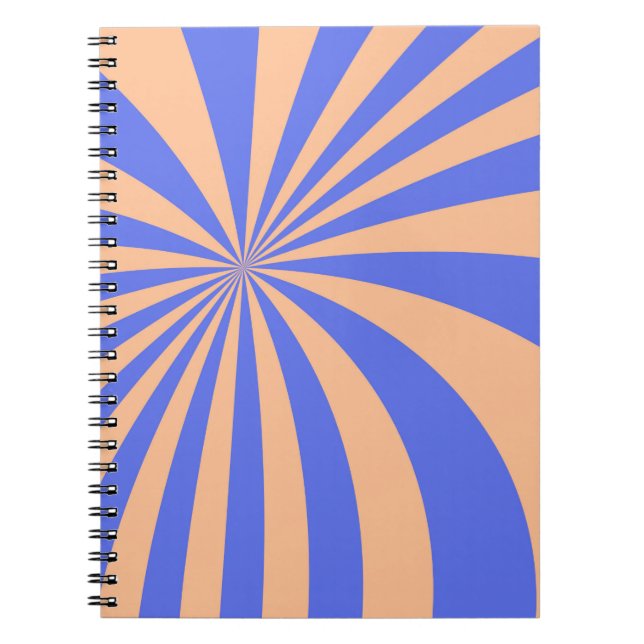 Caderno Espiral fundo do padrão de rajadas de abstrato sunst. azul (Frente)