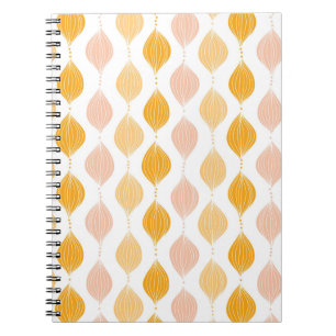 Caderno Espiral Fundo dourado abstrato do teste padrão do ogee