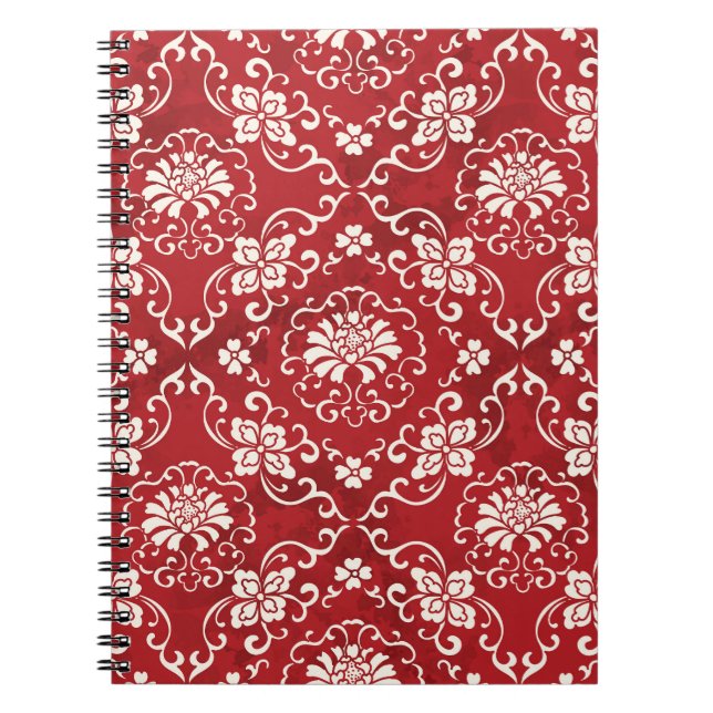 Caderno Espiral Fundo espiral chinês vermelho. (Frente)