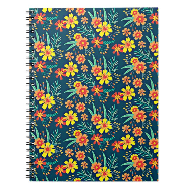 Caderno Espiral Fundo Floral Belo Design-46566 (Frente)