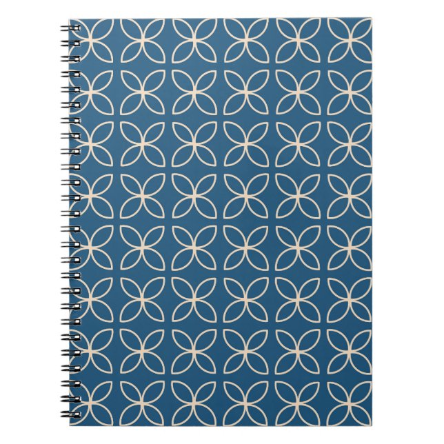 Caderno Espiral Fundo geométrico e estiloso com estilo retrô. (Frente)