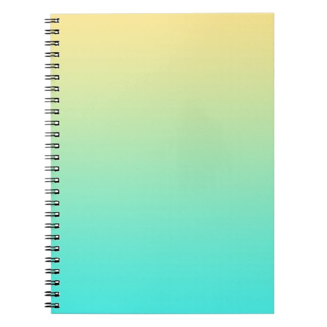 Caderno Espiral Fundo Gradiente Pastel Turquesa Amarelo (Frente)